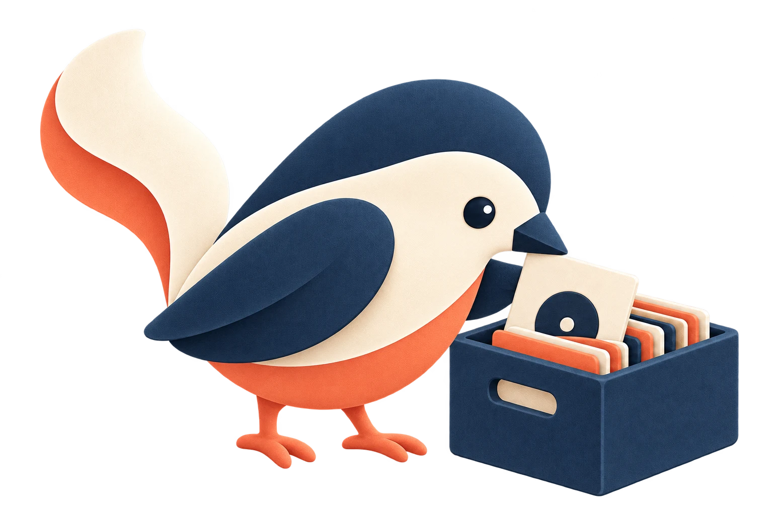 Cratebird’s ribbon bird choosing a record from its crate
